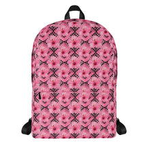 Load image into Gallery viewer, Pink / Black Hibiscus Native Floral Print Backpack
