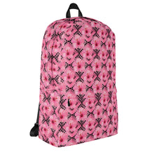 Load image into Gallery viewer, Pink / Black Hibiscus Native Floral Print Backpack
