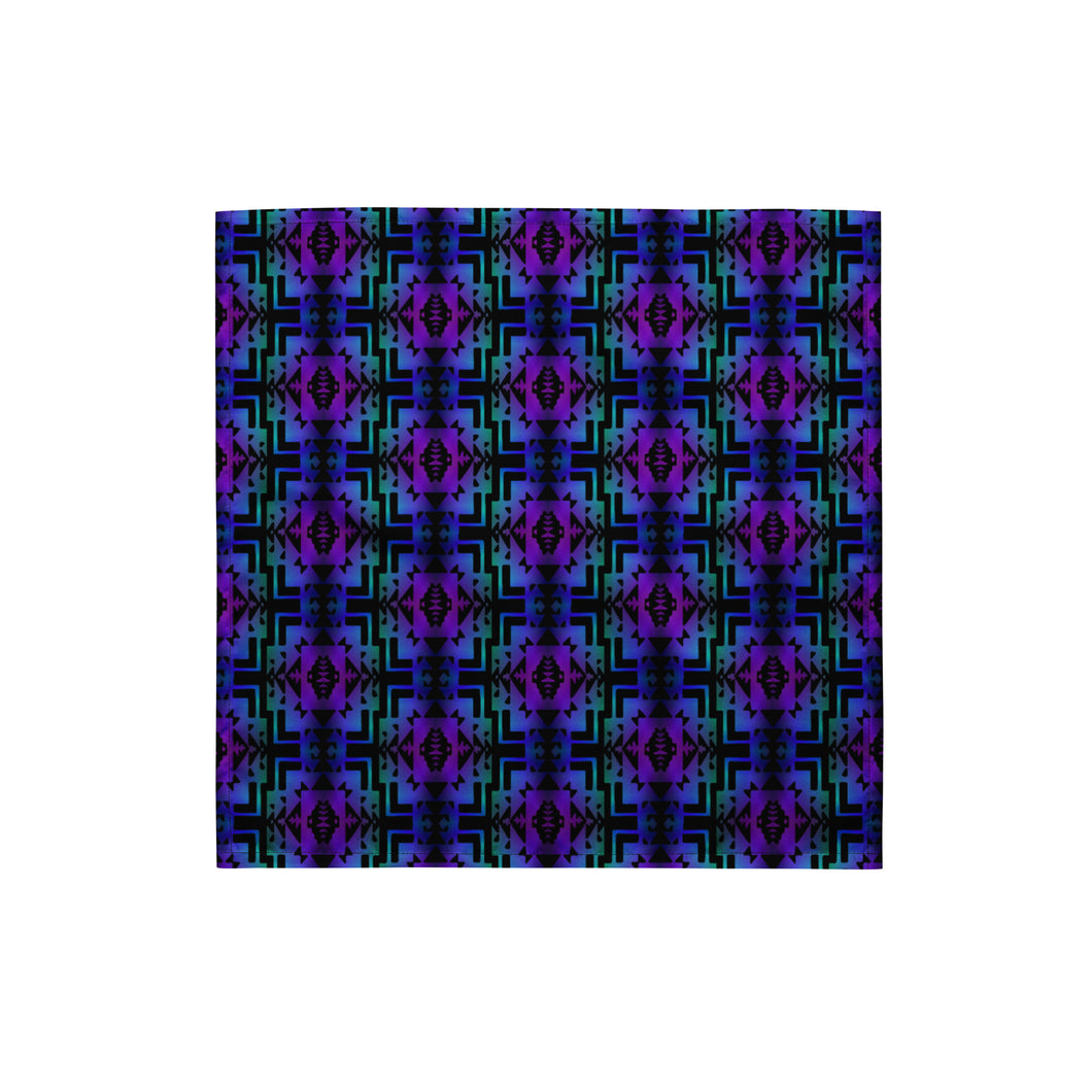 Teal / Purple / Black Native Blanket Print Bandana