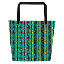 Load image into Gallery viewer, Turquoise / Fire Color Native Blanket Print All-Over Print Large Tote Bag
