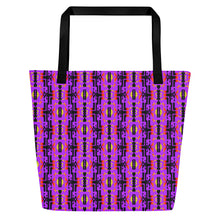 Load image into Gallery viewer, Purple / Fire Color Native Blanket Print All-Over Print Large Tote Bag
