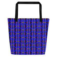 Load image into Gallery viewer, Blue / Fire Color Native Blanket Print All-Over Print Large Tote Bag
