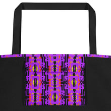 Load image into Gallery viewer, Purple / Fire Color Native Blanket Print All-Over Print Large Tote Bag
