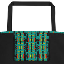 Load image into Gallery viewer, Turquoise / Fire Color Native Blanket Print All-Over Print Large Tote Bag
