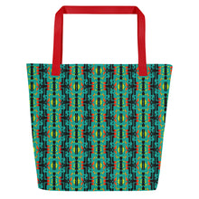 Load image into Gallery viewer, Turquoise / Fire Color Native Blanket Print All-Over Print Large Tote Bag
