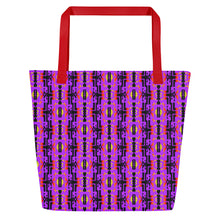 Load image into Gallery viewer, Purple / Fire Color Native Blanket Print All-Over Print Large Tote Bag
