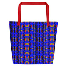 Load image into Gallery viewer, Blue / Fire Color Native Blanket Print All-Over Print Large Tote Bag
