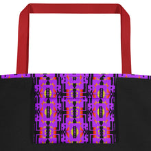 Load image into Gallery viewer, Purple / Fire Color Native Blanket Print All-Over Print Large Tote Bag
