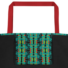 Load image into Gallery viewer, Turquoise / Fire Color Native Blanket Print All-Over Print Large Tote Bag
