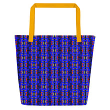 Load image into Gallery viewer, Blue / Fire Color Native Blanket Print All-Over Print Large Tote Bag
