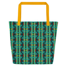 Load image into Gallery viewer, Turquoise / Fire Color Native Blanket Print All-Over Print Large Tote Bag
