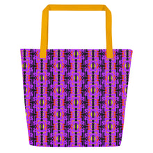 Load image into Gallery viewer, Purple / Fire Color Native Blanket Print All-Over Print Large Tote Bag
