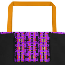 Load image into Gallery viewer, Purple / Fire Color Native Blanket Print All-Over Print Large Tote Bag
