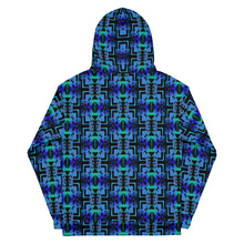 Load image into Gallery viewer, Blue / Lime Green Gradient Native Blanket Print Unisex Hoodie
