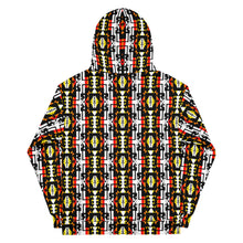 Load image into Gallery viewer, White / Black Fire Native Blanket Print Unisex Hoodie
