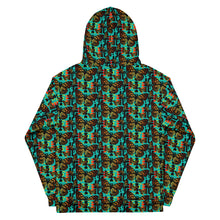 Load image into Gallery viewer, Teal Fire Butterfly Native Blanket Print Unisex Hoodie
