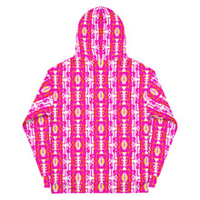 Load image into Gallery viewer, Hot Pink / Fire Color / White Native Blanket Print Unisex Hoodie
