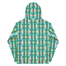 Load image into Gallery viewer, Turquoise / Fire Color / White Native Blanket Print Unisex Hoodie
