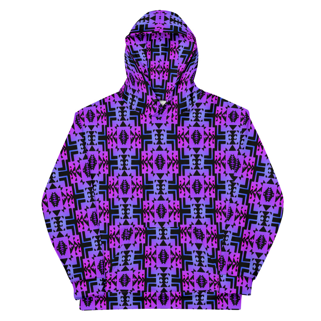 Light Pink / Blue Gradient Native Blanket Print Unisex Hoodie