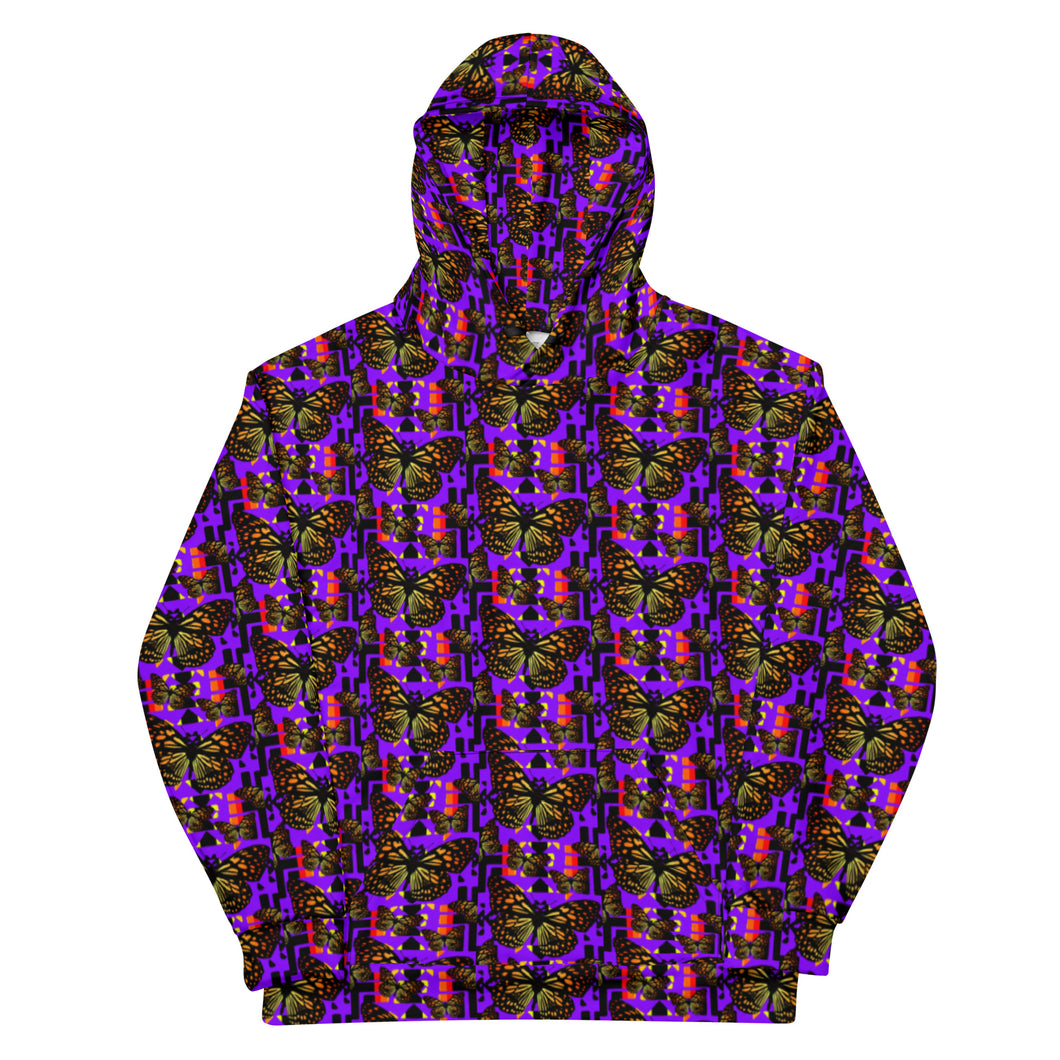 Purple Fire Butterfly Native Blanket Print Unisex Hoodie