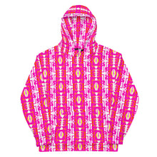 Load image into Gallery viewer, Hot Pink / Fire Color / White Native Blanket Print Unisex Hoodie
