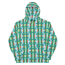 Load image into Gallery viewer, Turquoise / Fire Color / White Native Blanket Print Unisex Hoodie
