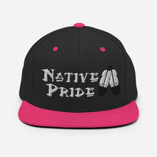 Load image into Gallery viewer, Native Pride / Feathers - White  Double Feather Embroidered Snapback Hat
