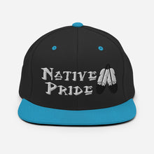 Load image into Gallery viewer, Native Pride / Feathers - White  Double Feather Embroidered Snapback Hat
