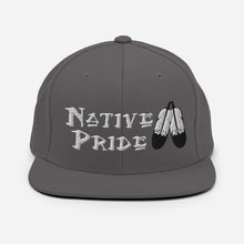 Load image into Gallery viewer, Native Pride / Feathers - White  Double Feather Embroidered Snapback Hat
