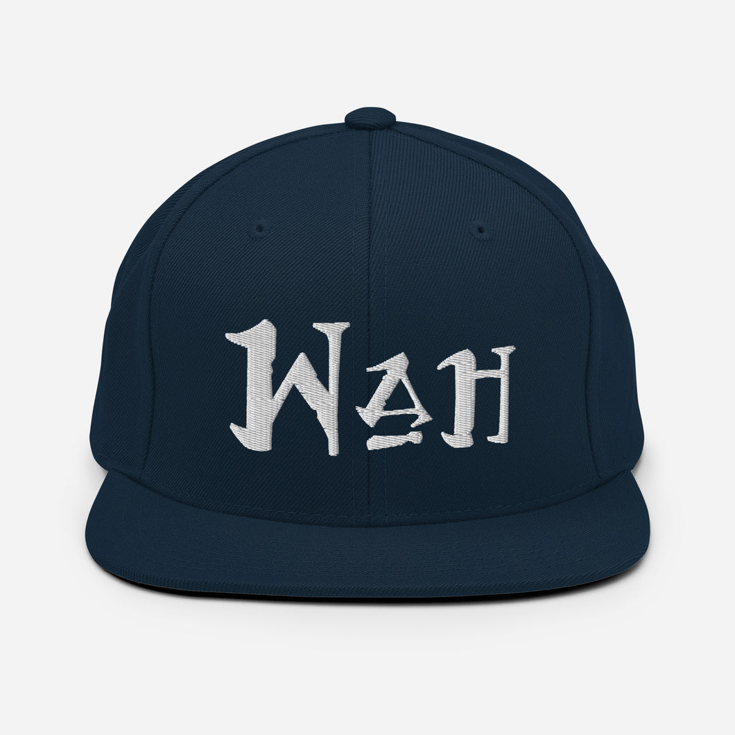 Wah - White Embroidered Snapback Hat