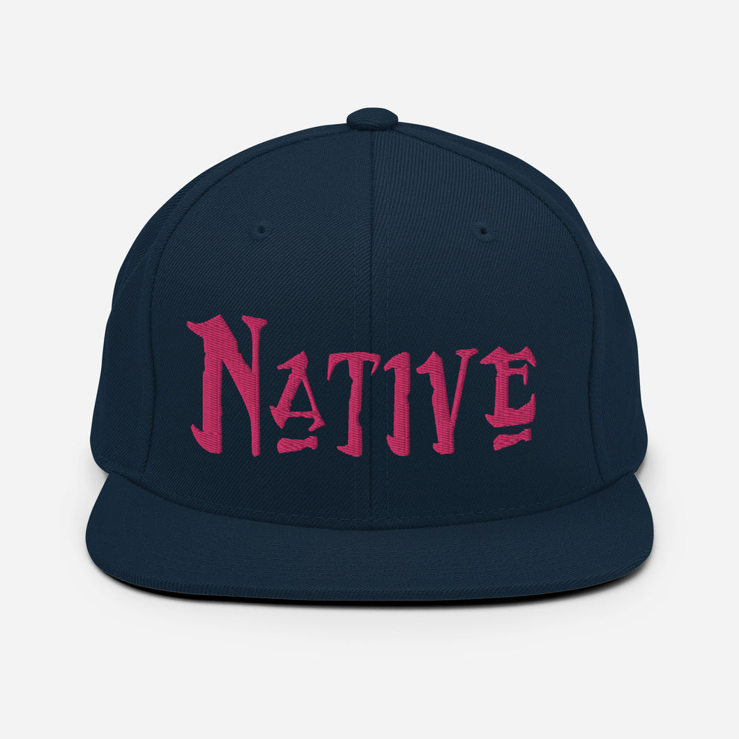 Native - Pink Embroidered Snapback Hat