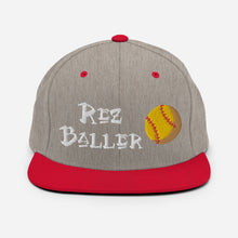 Load image into Gallery viewer, Rez Baller - Softball Embroidered Snapback Hat
