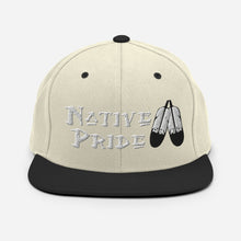 Load image into Gallery viewer, Native Pride / Feathers - White  Double Feather Embroidered Snapback Hat
