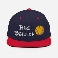 Load image into Gallery viewer, Rez Baller - Softball Embroidered Snapback Hat
