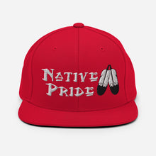 Load image into Gallery viewer, Native Pride / Feathers - White  Double Feather Embroidered Snapback Hat
