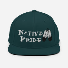 Load image into Gallery viewer, Native Pride / Feathers - White  Double Feather Embroidered Snapback Hat
