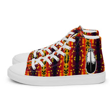 Load image into Gallery viewer, Fire Color Native Feather Print Men’s high top canvas shoes
