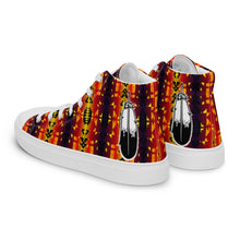 Load image into Gallery viewer, Fire Color Native Feather Print Men’s high top canvas shoes
